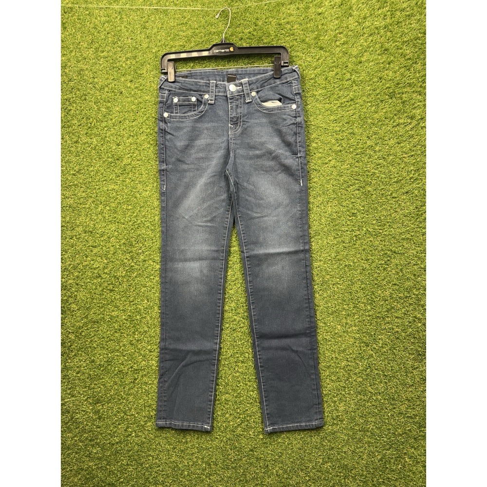 True Religion Jeans Boys Size 14 Geno Blue Dark Wash Denim Stretch Relaxed Slim